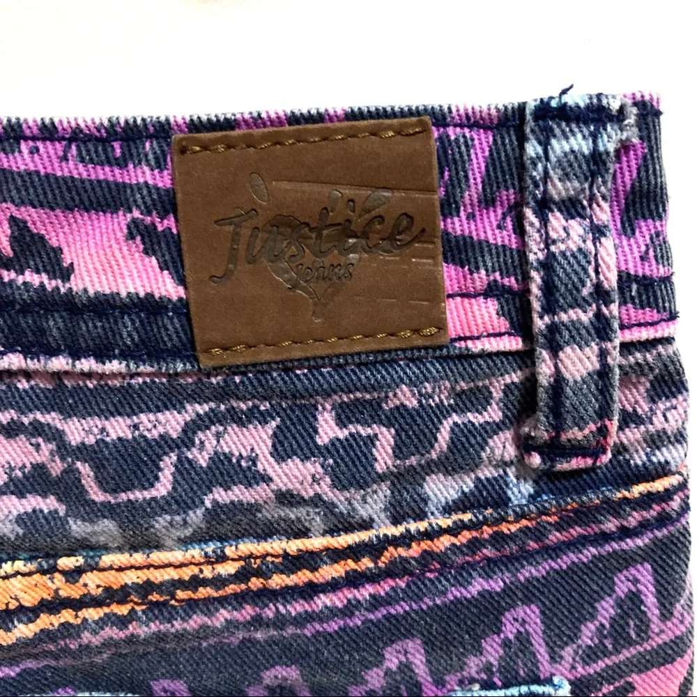 Justice Girls Multicolored Denim Jean Shorts Jorts